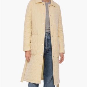 Quilted Longline Coat - Butter Yellow